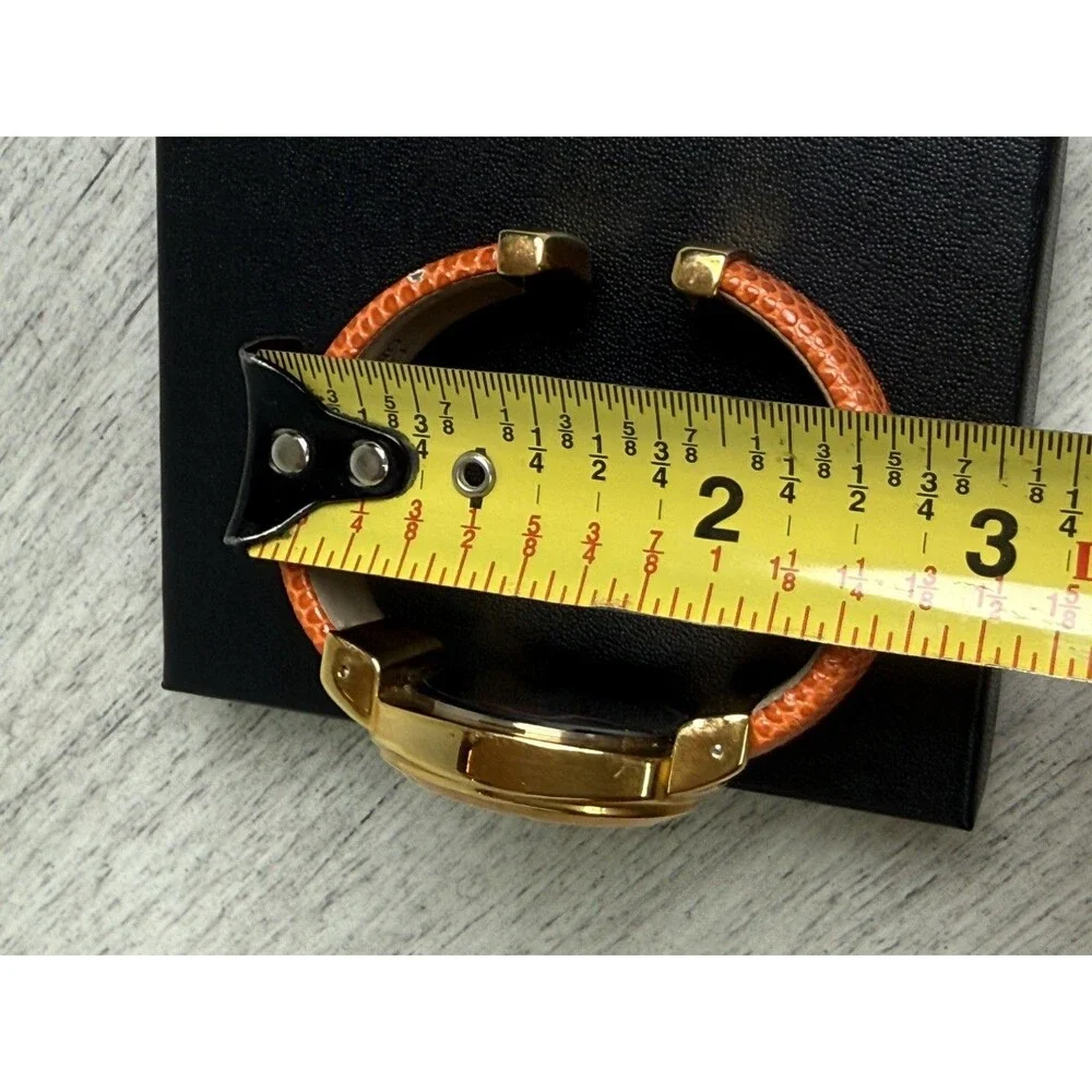 Joan Rivers Orange Gold Toned Wristwatch Adjustable Buckle Band Japan Movement